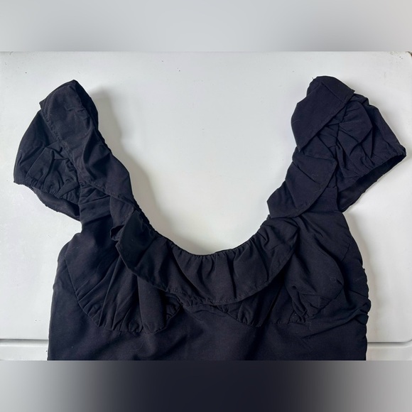 Zara Black Ruffle Off Shoulder Crop Blouse - Picture 6 of 8